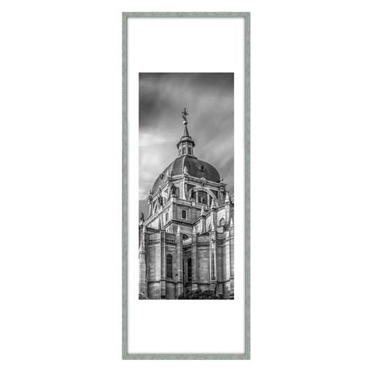 Quadro Decorativo com Profundidade Catedral com Moldura Prata 35x95cm