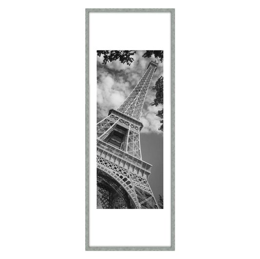 Quadro Decorativo com Profundidade Torre Eiffel com Moldura Prata 35x95cm