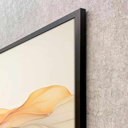 Quadro Decorativo Elegância Abstrata: Movimento de Ondas e Cores com Moldura e Vidro
