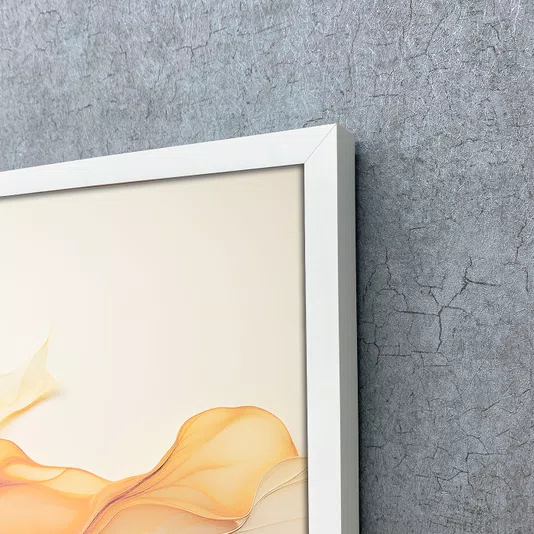 Quadro Decorativo Elegância Abstrata: Movimento de Ondas e Cores com Moldura e Vidro