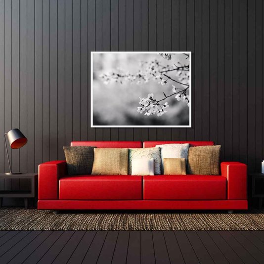 Quadro Decorativo em Preto e Branco Floral Arte Flowers 80x60cm
