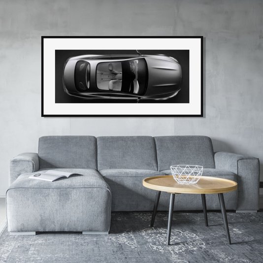 Quadro Decorativo em Preto e Branco Mercedes S Class Coupé 140x70cm