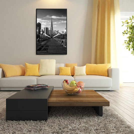 Quadro Decorativo em Preto e Branco Pier 7 em San Francisco - Vários Tamanhos