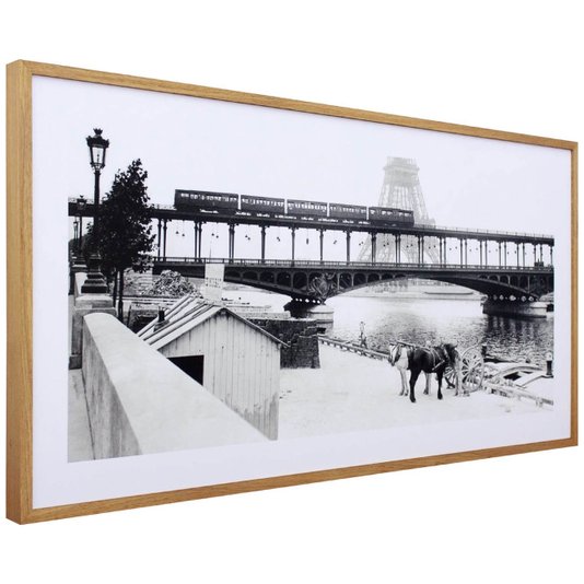 Quadro Decorativo em Preto e Branco Torre Eiffel Paris 100x50cm