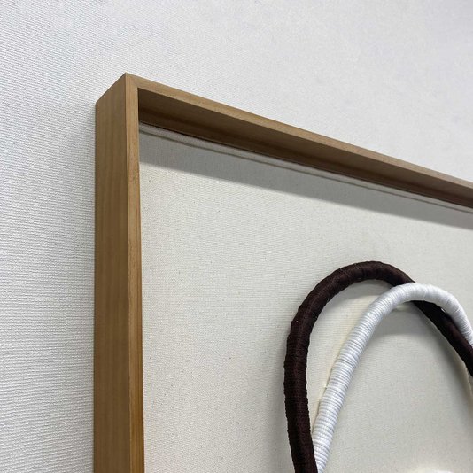 Quadro Decorativo Escultura Tridimensional em Corda, Sementes e Madeira 60x130 cm