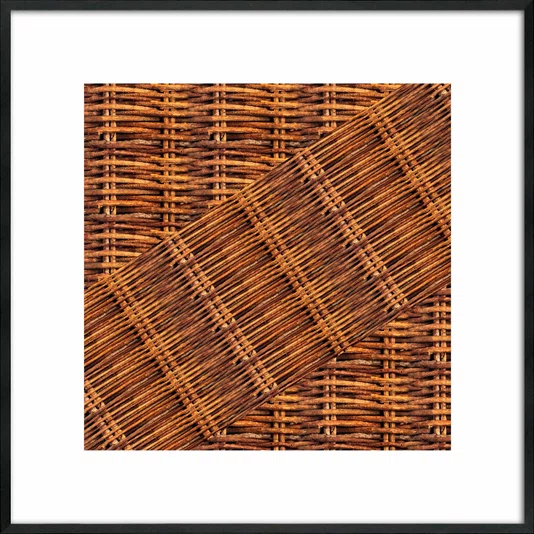 Quadro Decorativo Estilo Vime Rústico Tons Amadeirados com Moldura e Vidro