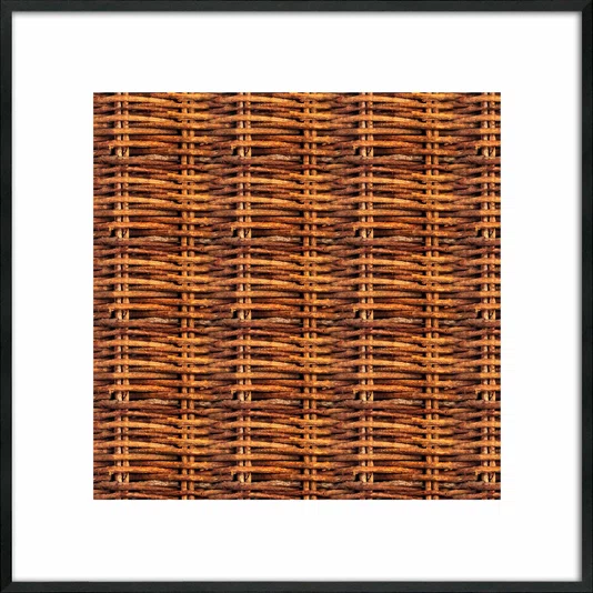 Quadro Decorativo Estilo Vime Entrelaçado Rústico Tons Amadeirados com Moldura e Vidro