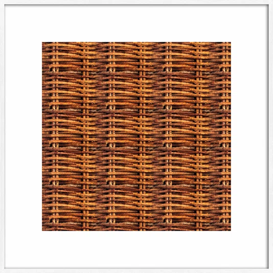 Quadro Decorativo Estilo Vime Entrelaçado Rústico Tons Amadeirados com Moldura e Vidro