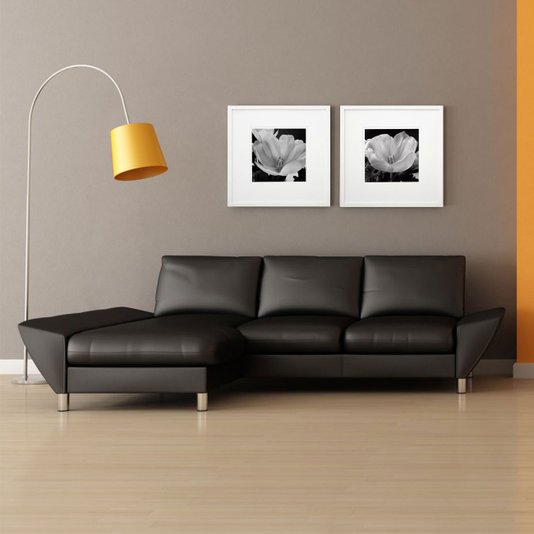 Quadro Decorativo Flor em Preto e Branco com Moldura Branca 50x50cm
