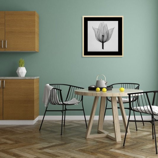 Quadro Decorativo Flor Raio-X em Preto e Branco IV 40x40cm