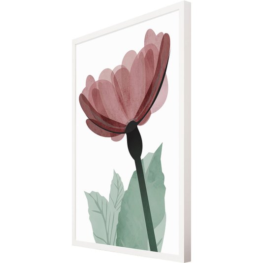 Quadro Decorativo Flor Vermelha com Moldura Branca 60x80cm