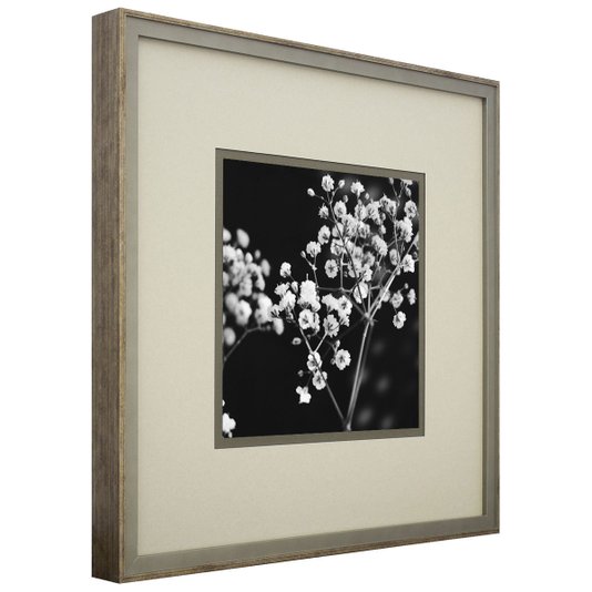 Quadro Decorativo Floral Arte Flowers em Preto e Branco 50x50cm