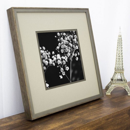 Quadro Decorativo Floral Arte Flowers em Preto e Branco 50x50cm