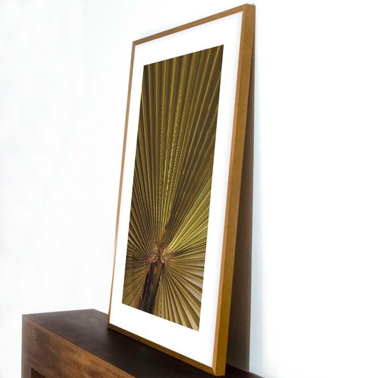 Quadro Decorativo Floral com Moldura Marrom Folha de Palmeira