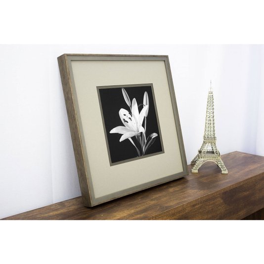 Quadro Decorativo Floral Lírio em Preto e Branco 50x50cm