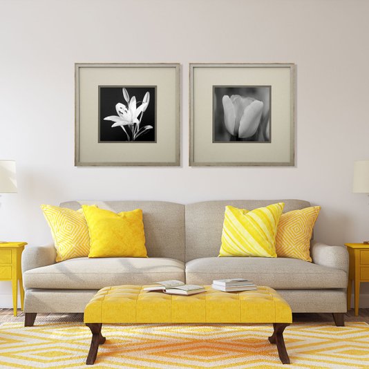 Quadro Decorativo Floral Lírio em Preto e Branco 50x50cm