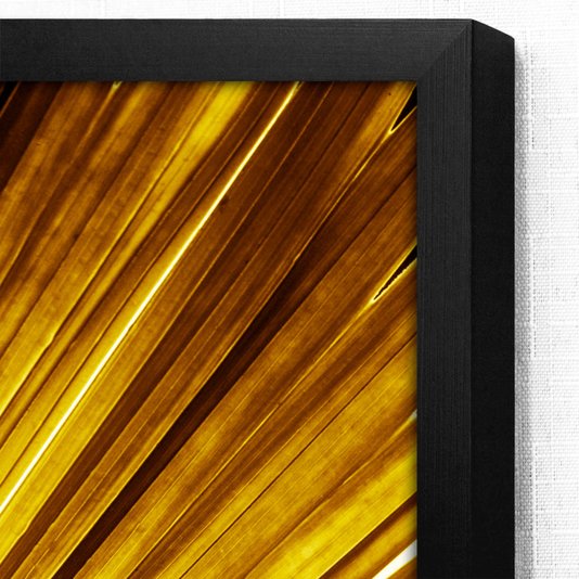 Quadro Decorativo Folha Amarela Dourada com Moldura Preta - Sofisticação no seu Lar