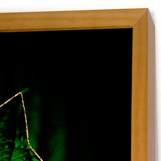 Quadro Decorativo Folha Verde na Chuva Detalhes em Dourado III - 70x100 cm