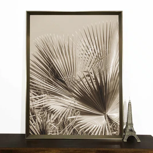 Quadro Decorativo  Folhas de Palmeiras com Moldura Laqueada Chanfrada 95x145 cm