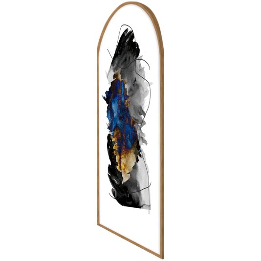Quadro Decorativo Formato Janela Abstrato com Moldura em Madeira Freijó