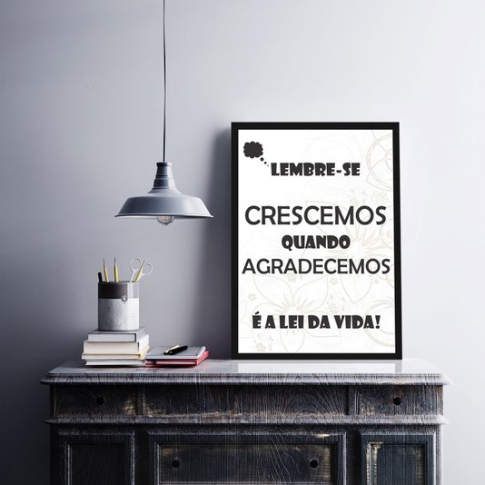 Quadro Decorativo Frase Crescemos Quando Agradecemos 50x70cm