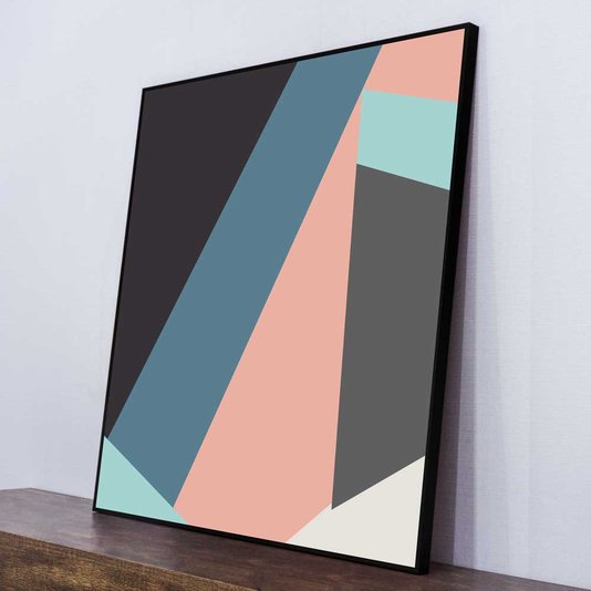 Quadro Decorativo Geométrico Arte Moderna Colorida 70x70 cm