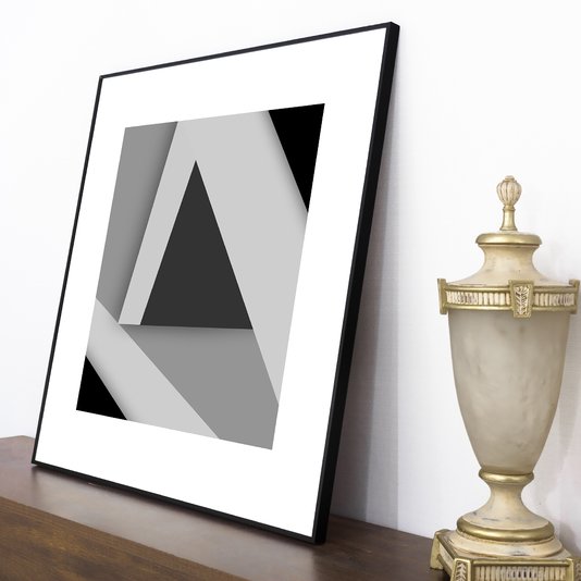 Quadro Decorativo Geométrico em Preto e Branco Arte Moderna II 70x70cm