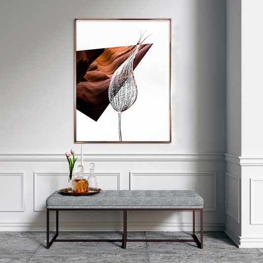 Quadro Decorativo Grande Arte Abstrata com Folha 90x120 cm