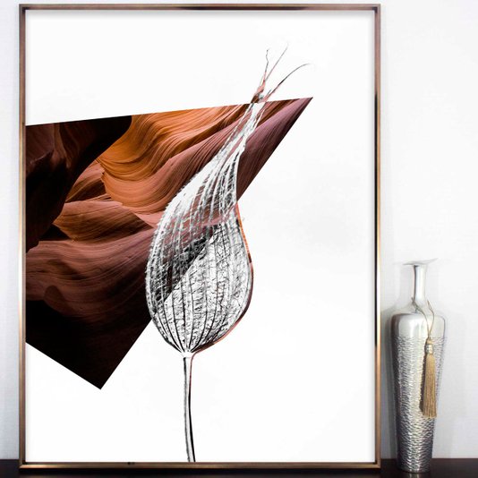 Quadro Decorativo Grande Arte Abstrata com Folha 90x120 cm