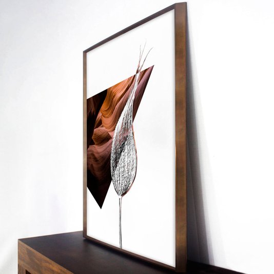 Quadro Decorativo Grande Arte Abstrata com Folha 90x120 cm