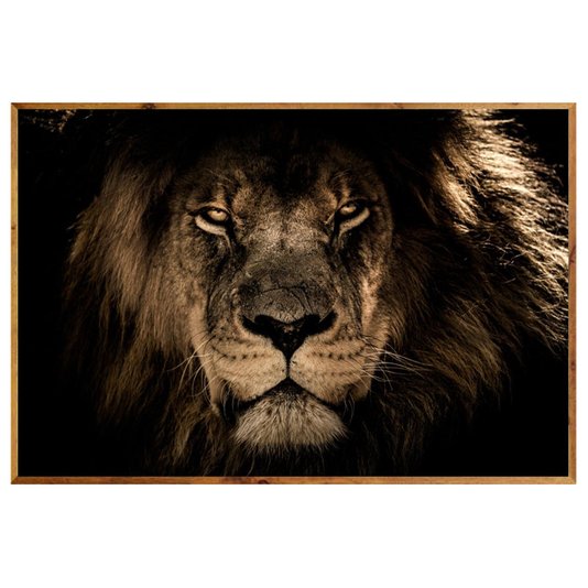 Quadro Leão de Judá Grande com Moldura Rústica 150x100cm