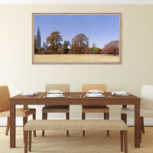 Quadro Decorativo Grande Paisagem Parque com Cidade ao Fundo 150x80cm
