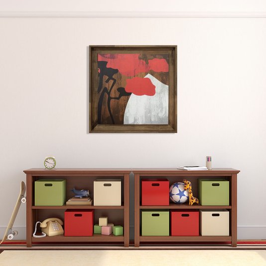 Quadro Decorativo Grande Tela Floral Colorida com Moldura Rústica 90x90cm