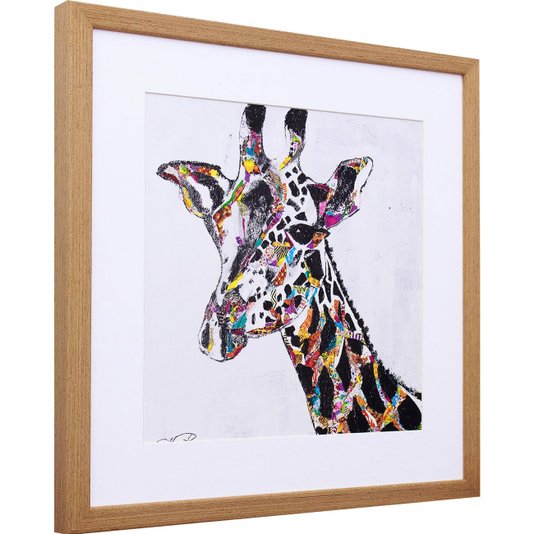 Quadro Decorativo Ilustração Girafa Colorida 40x40cm
