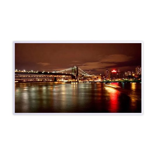 Quadro Decorativo Luzes Ponte do Brooklyn à Noite em Nova Iorque 150x80cm