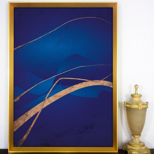Quadro Decorativo Moderno Arte Abstrata com Moldura Dourada Escolha o Tamanho