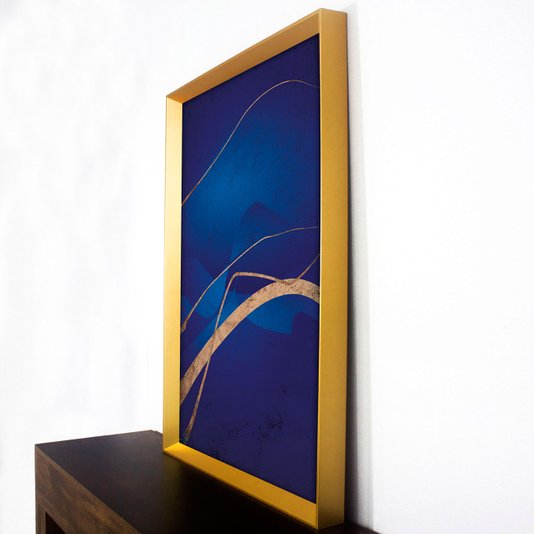 Quadro Decorativo Moderno Arte Abstrata com Moldura Dourada Escolha o Tamanho