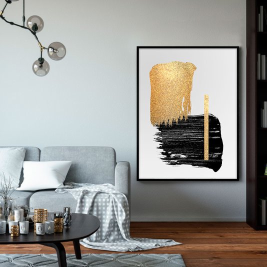 Quadro Decorativo Moderno Arte Abstrata com Moldura Preta - Escolha o Tamanho