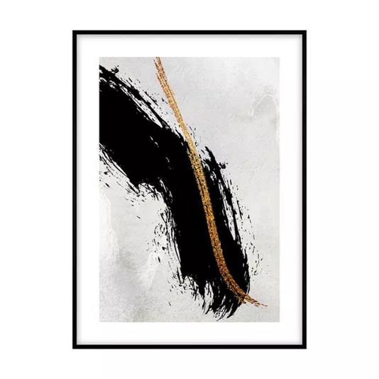 Quadro Decorativo Moderno Arte Abstrata com Moldura Robusta Preta