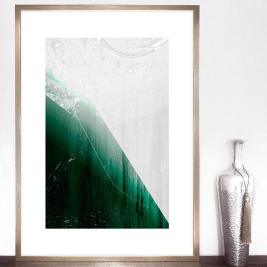 Quadro Decorativo Moderno Arte Abstrata com Tons Verdes 70x90 cm