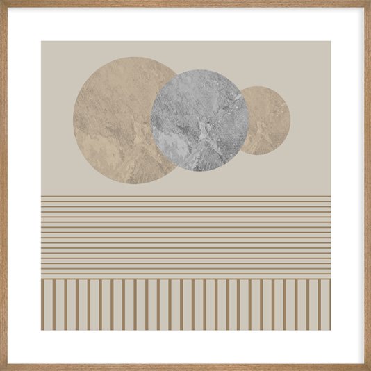 Quadro Geométrico Decorativo Moderno Arte com Círculos em Fundo Nude