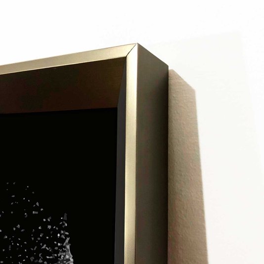 Quadro Decorativo Moderno com Moldura Prata Silhuetas de Rostos em Fundo Preto