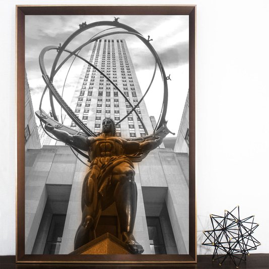 Quadro Decorativo Estátua de Atlas em Nova York: Toque Urbano e Moderno na sua Decoração