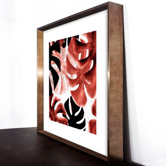 Quadro Decorativo Moderno Folhas Costela de Adão 80x80 cm