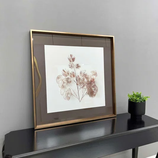 Quadro Decorativo Moderno Folhas e Flores em Linhas 80x80 cm