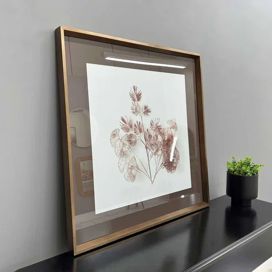 Quadro Decorativo Moderno Folhas e Flores em Linhas 80x80 cm