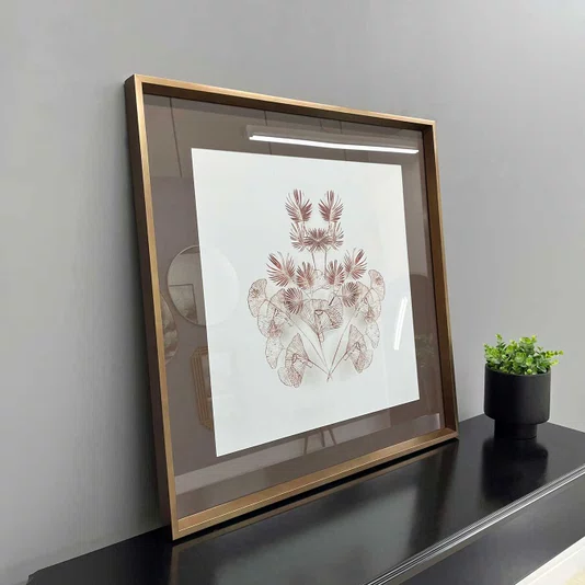 Quadro Decorativo Moderno Ilustrativo Folhas e Flores em Linhas 80x80 cm