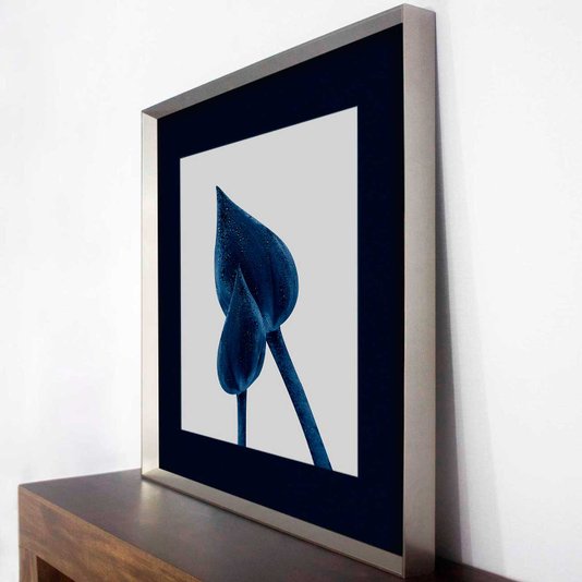 Quadro Decorativo Moderno Par de Botões Flor Tulipa Azul 85x85 cm
