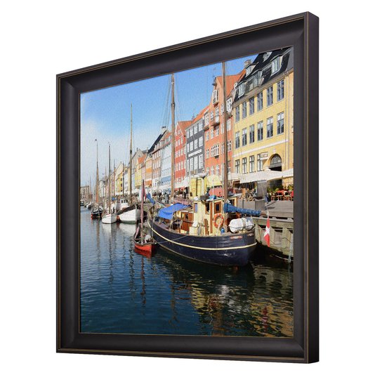 Quadro Decorativo Moldura Preta Canal Copenhagen 70x70cm