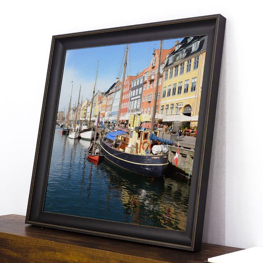 Quadro Decorativo Moldura Preta Canal Copenhagen 70x70cm